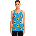 Blue Cute Sunflower Pattern Print Women's Racerback Tank Top