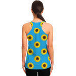 Blue Cute Sunflower Pattern Print Women's Racerback Tank Top
