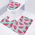 Blue Cute Watermelon Pattern Print 3 Piece Bath Mat Set