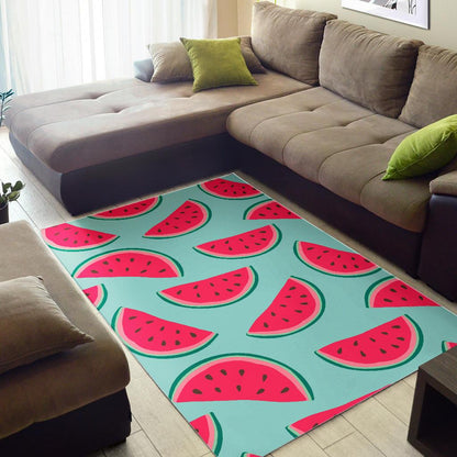 Blue Cute Watermelon Pattern Print Area Rug GearFrost