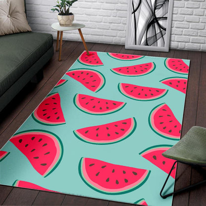 Blue Cute Watermelon Pattern Print Area Rug GearFrost