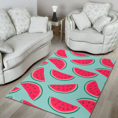 Blue Cute Watermelon Pattern Print Area Rug GearFrost