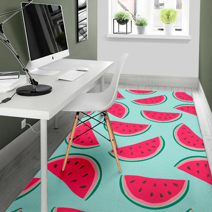Blue Cute Watermelon Pattern Print Area Rug GearFrost