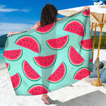 Blue Cute Watermelon Pattern Print Beach Sarong Wrap