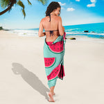 Blue Cute Watermelon Pattern Print Beach Sarong Wrap