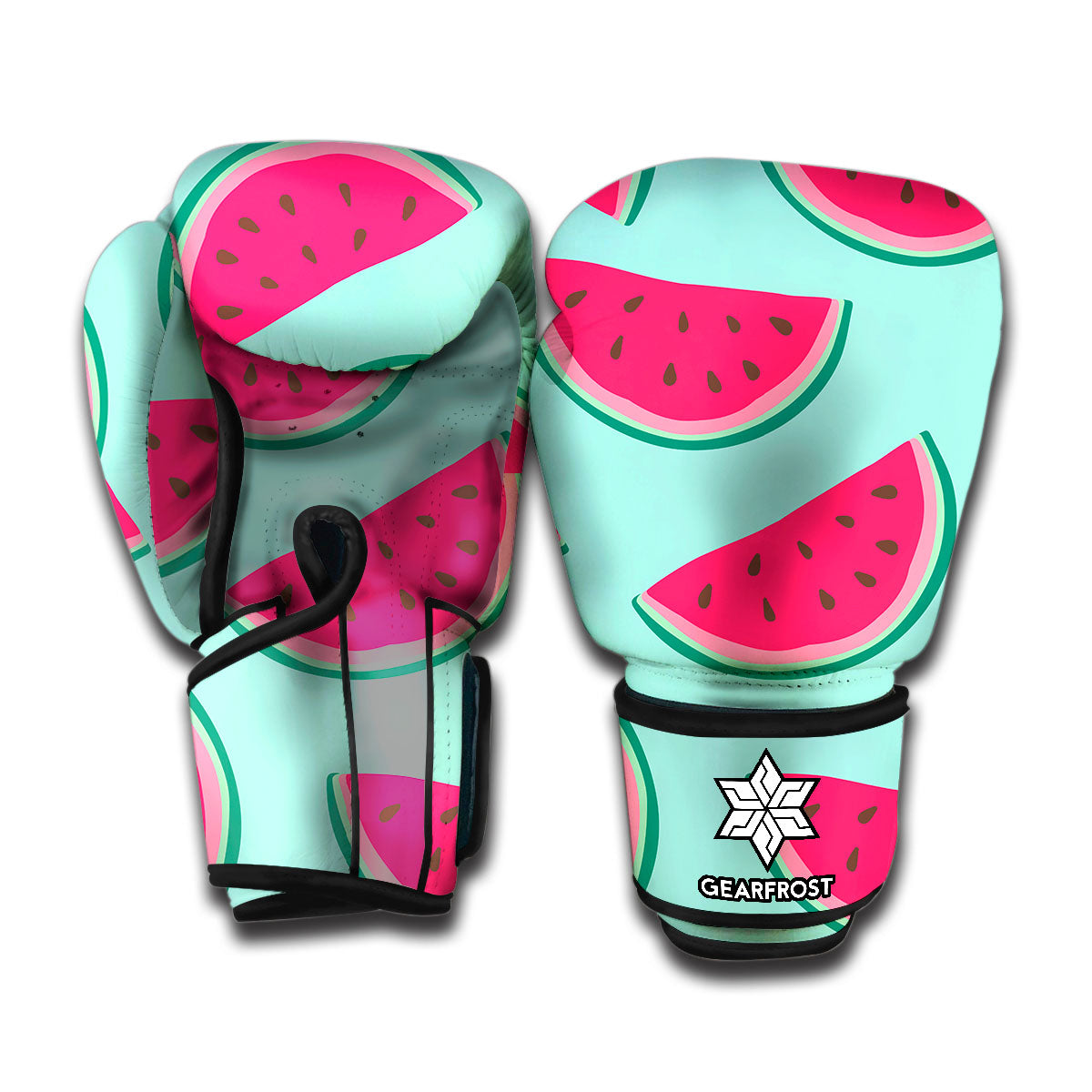 Blue Cute Watermelon Pattern Print Boxing Gloves