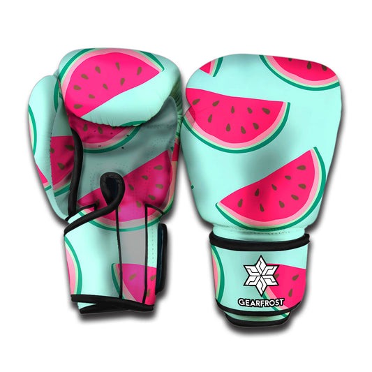 Blue Cute Watermelon Pattern Print Boxing Gloves