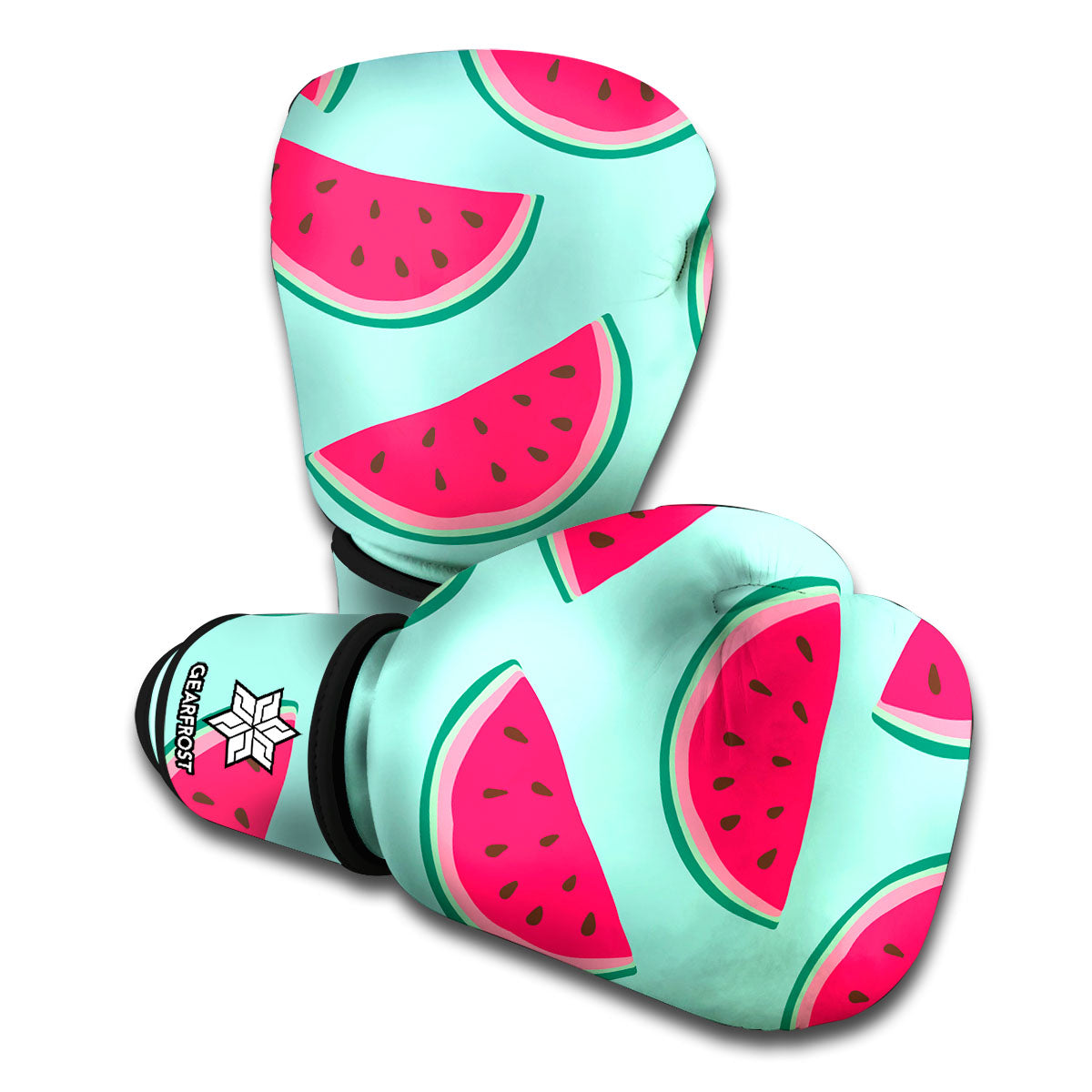 Blue Cute Watermelon Pattern Print Boxing Gloves