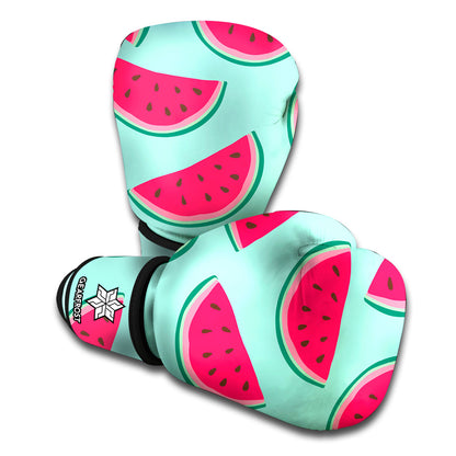 Blue Cute Watermelon Pattern Print Boxing Gloves