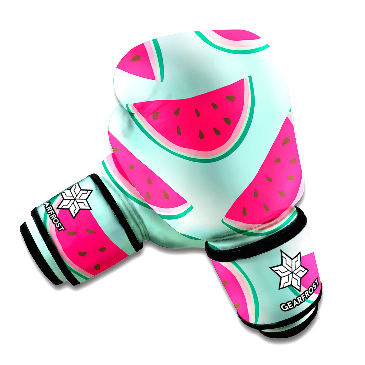 Blue Cute Watermelon Pattern Print Boxing Gloves