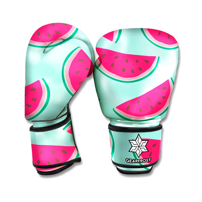 Blue Cute Watermelon Pattern Print Boxing Gloves