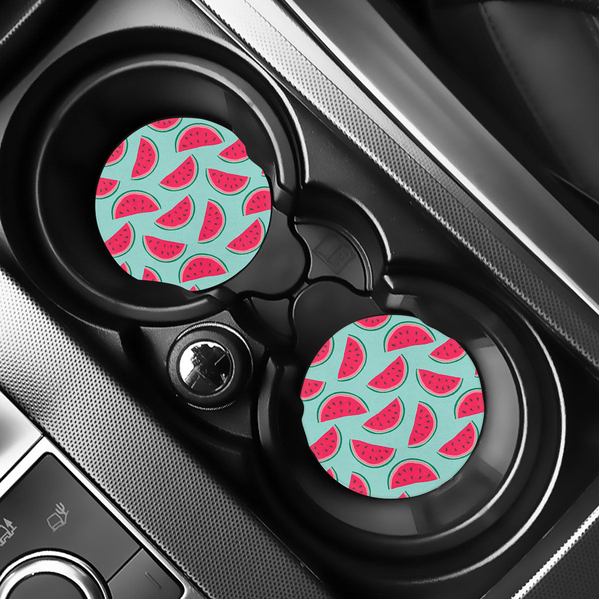 Blue Cute Watermelon Pattern Print Car Coasters