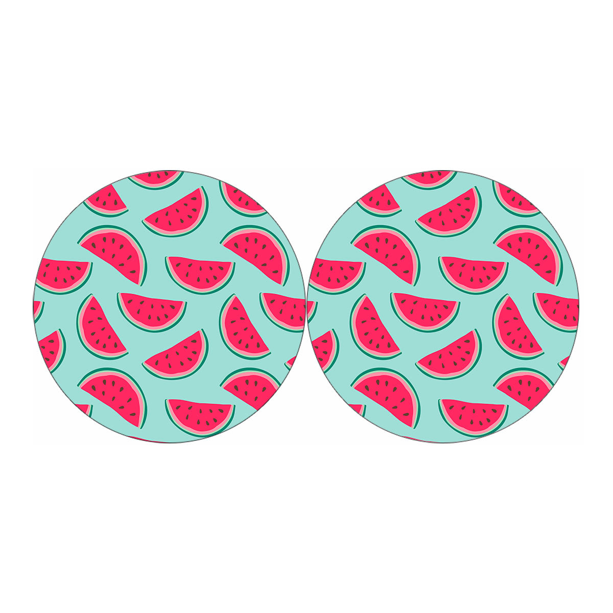 Blue Cute Watermelon Pattern Print Car Coasters