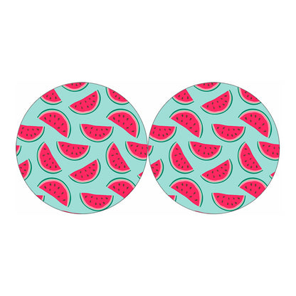 Blue Cute Watermelon Pattern Print Car Coasters