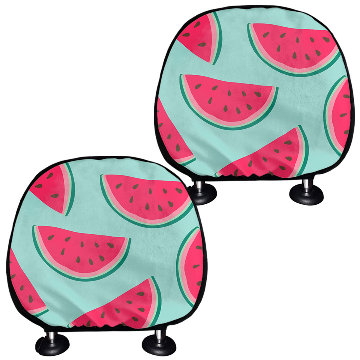 Blue Cute Watermelon Pattern Print Car Headrest Covers