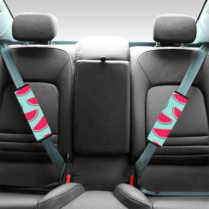 Blue Cute Watermelon Pattern Print Car Seat Belt Covers