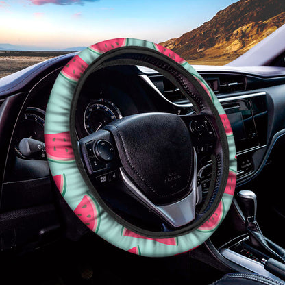Blue Cute Watermelon Pattern Print Car Steering Wheel Cover