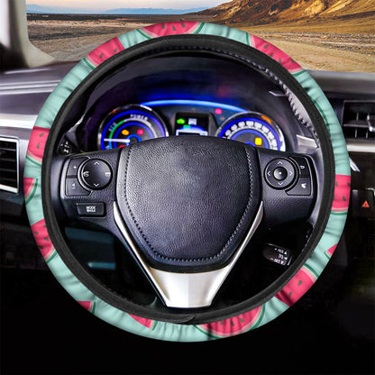 Blue Cute Watermelon Pattern Print Car Steering Wheel Cover