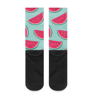 Blue Cute Watermelon Pattern Print Crew Socks