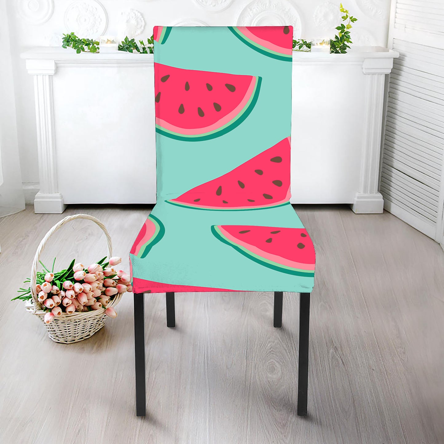 Blue Cute Watermelon Pattern Print Dining Chair Slipcover
