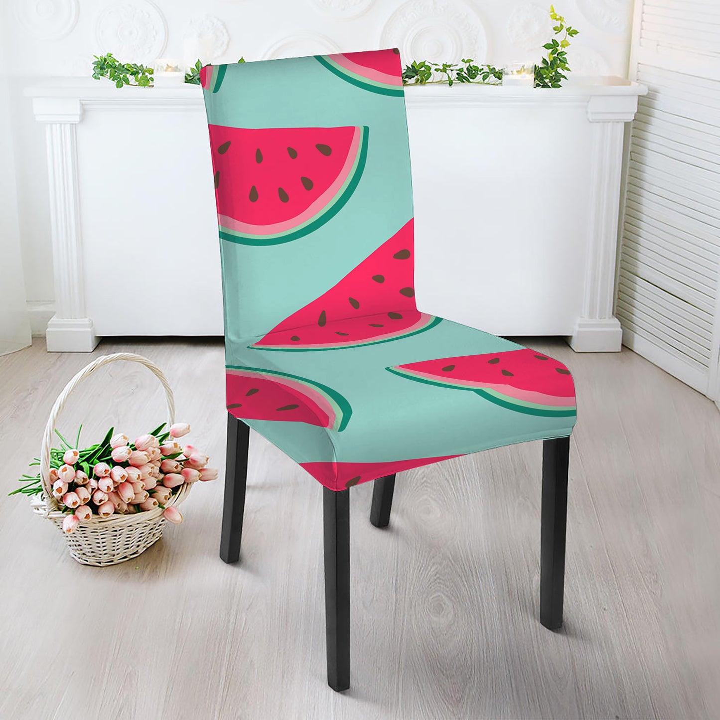 Blue Cute Watermelon Pattern Print Dining Chair Slipcover