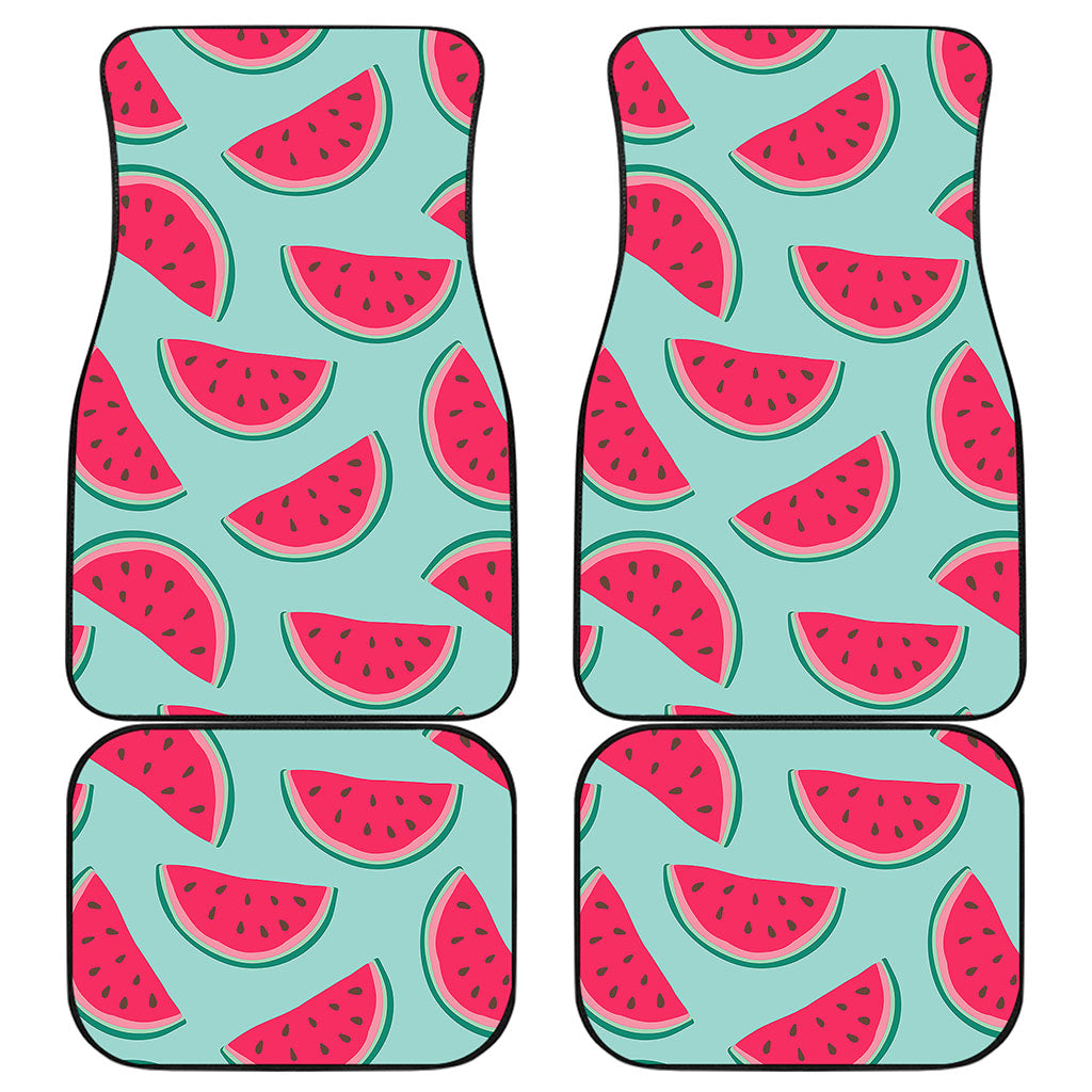 Blue Cute Watermelon Pattern Print Front and Back Car Floor Mats