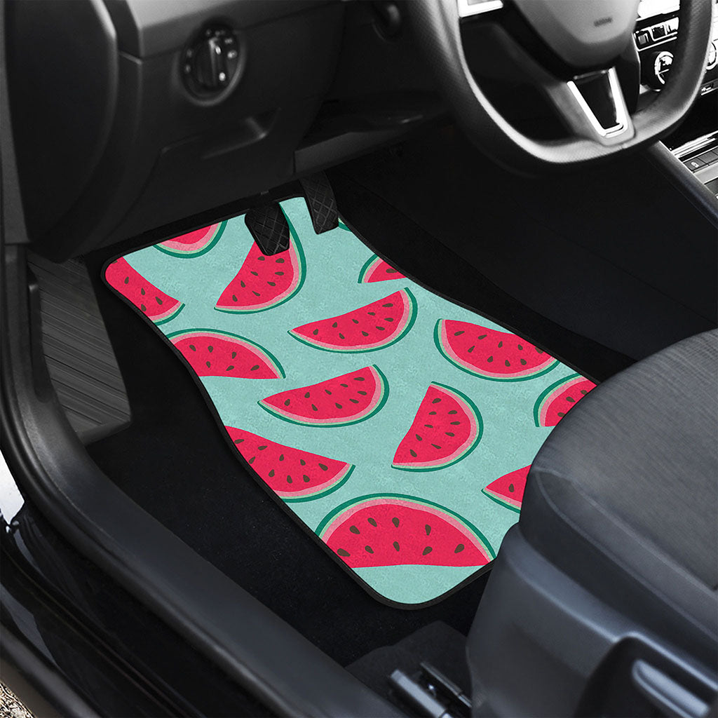 Blue Cute Watermelon Pattern Print Front and Back Car Floor Mats