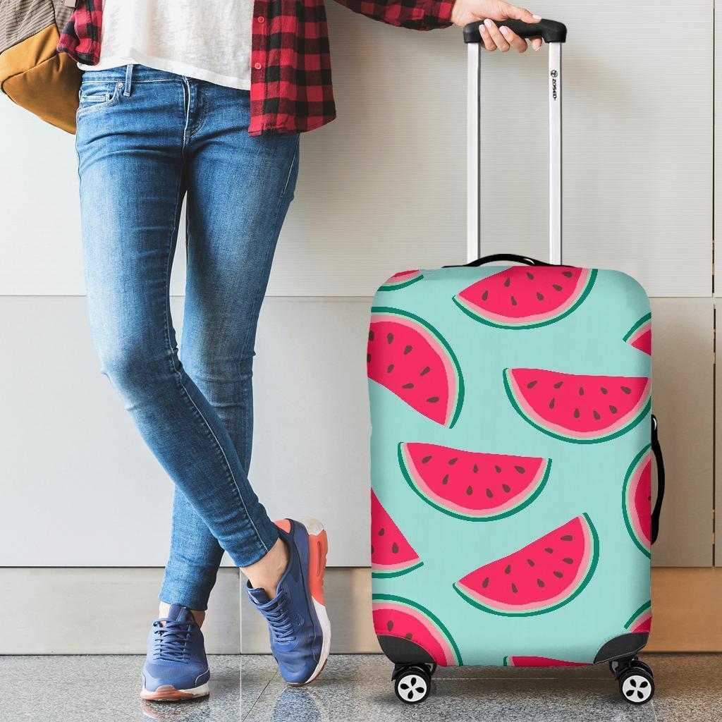 Blue Cute Watermelon Pattern Print Luggage Cover GearFrost