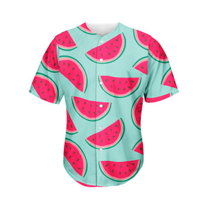 Blue Cute Watermelon Pattern Print Men's Baseball Jersey