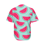 Blue Cute Watermelon Pattern Print Men's Baseball Jersey