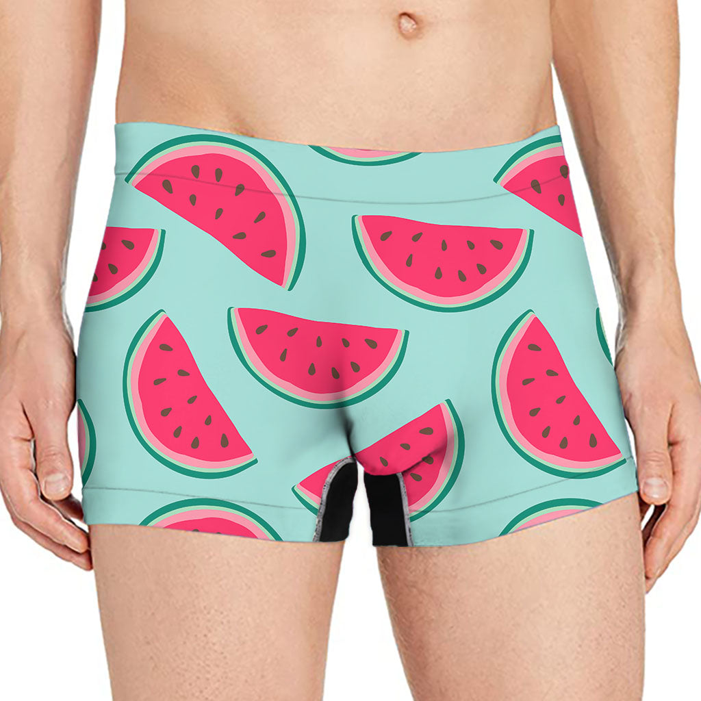 Blue Cute Watermelon Pattern Print Men's Boxer Briefs