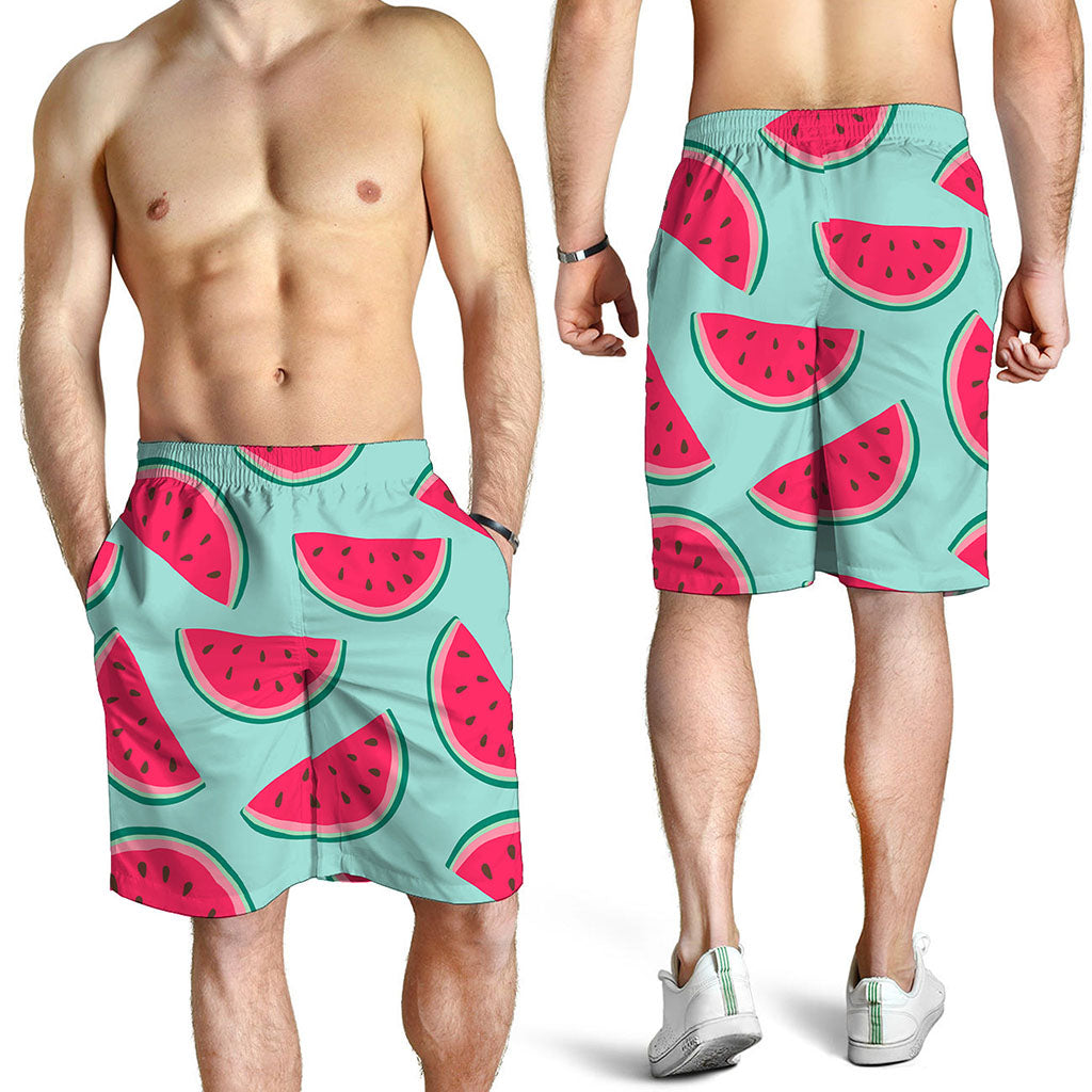 Blue Cute Watermelon Pattern Print Men's Shorts
