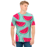 Blue Cute Watermelon Pattern Print Men's T-Shirt