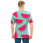 Blue Cute Watermelon Pattern Print Men's T-Shirt