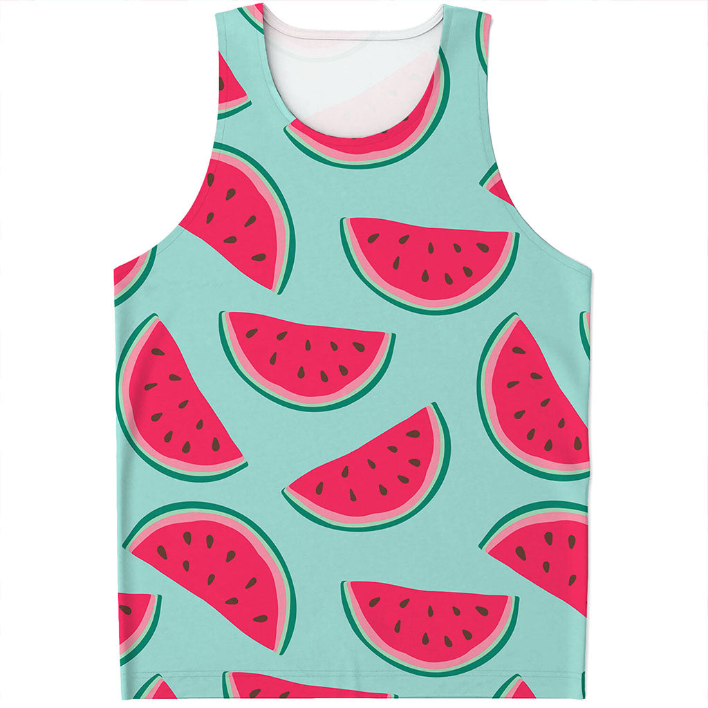 Blue Cute Watermelon Pattern Print Men's Tank Top