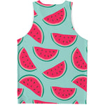 Blue Cute Watermelon Pattern Print Men's Tank Top