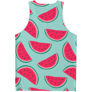 Blue Cute Watermelon Pattern Print Men's Tank Top