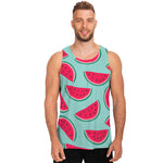 Blue Cute Watermelon Pattern Print Men's Tank Top