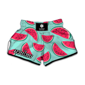 Blue Cute Watermelon Pattern Print Muay Thai Boxing Shorts