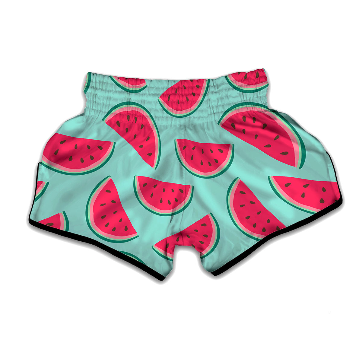 Blue Cute Watermelon Pattern Print Muay Thai Boxing Shorts