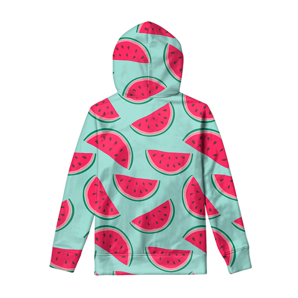 Blue Cute Watermelon Pattern Print Pullover Hoodie