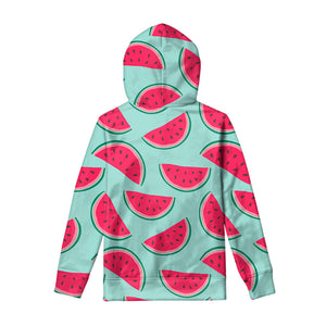 Blue Cute Watermelon Pattern Print Pullover Hoodie