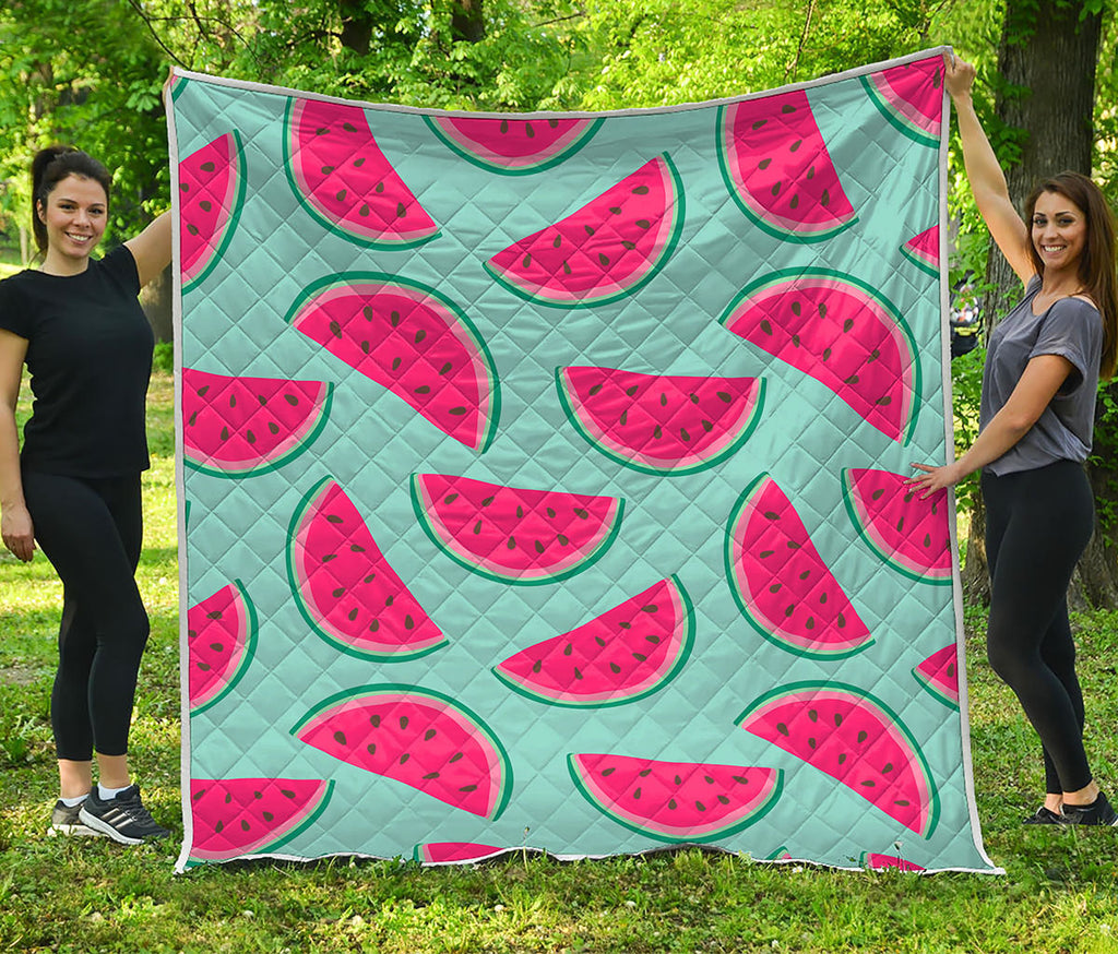 Blue Cute Watermelon Pattern Print Quilt