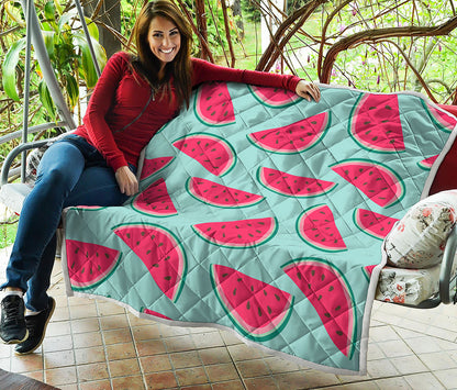Blue Cute Watermelon Pattern Print Quilt