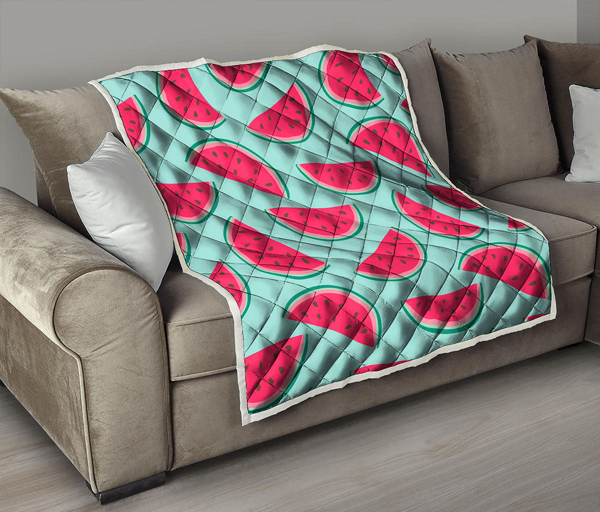 Blue Cute Watermelon Pattern Print Quilt