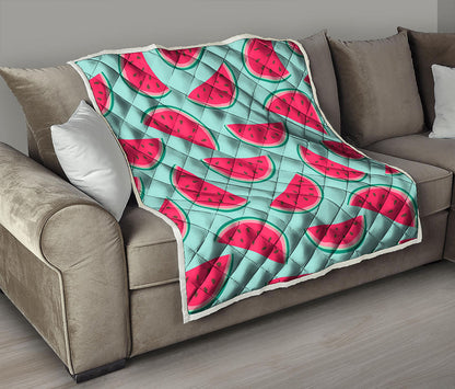Blue Cute Watermelon Pattern Print Quilt