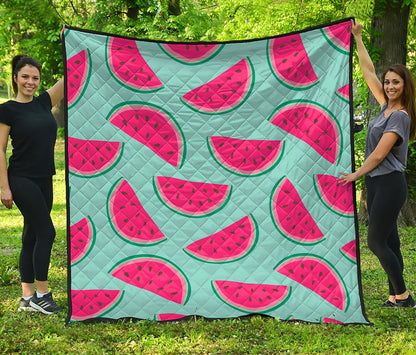 Blue Cute Watermelon Pattern Print Quilt
