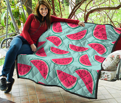 Blue Cute Watermelon Pattern Print Quilt