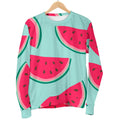 Blue Cute Watermelon Pattern Print Women's Crewneck Sweatshirt