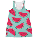 Blue Cute Watermelon Pattern Print Women's Racerback Tank Top